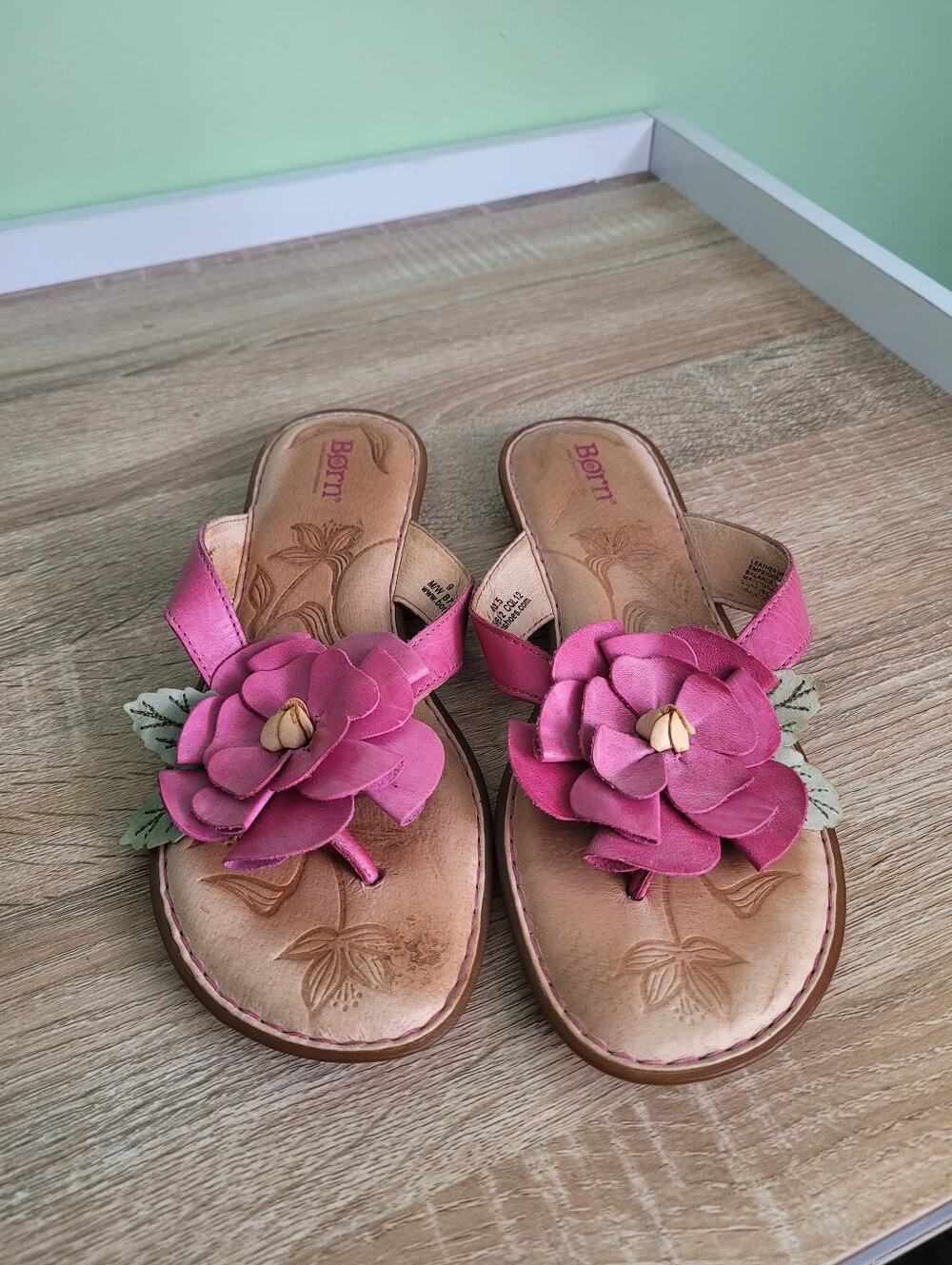 Born Handcrafted Footwear Floral Rose Sandals Leather Feminine 9